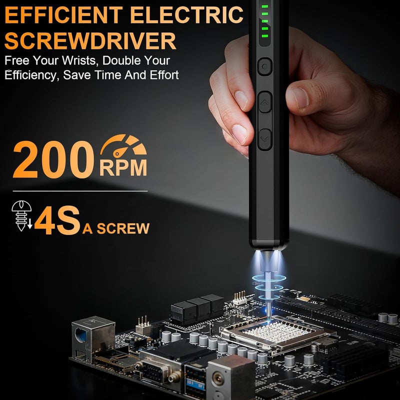 Tanso Mini Electric Screwdriver, 3.7V Precision Screwdriver Set Cordless Screwdrivers Rechargeable 72 In 1 Magnetic Bit Repair Tech Tool Kit for Electronics Computer Phone Laptop Camera RC Car Watch Glasses - Image 3